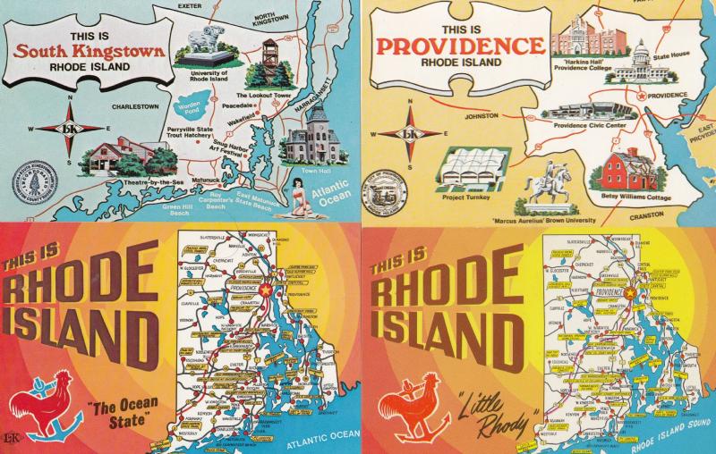 Rhode Island South Kingstown 4x Map Postcard s