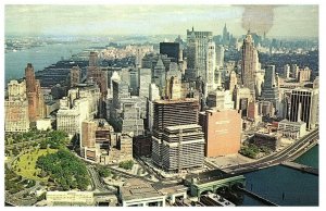 Aerial View of the Battery New York City Postcard 1969 