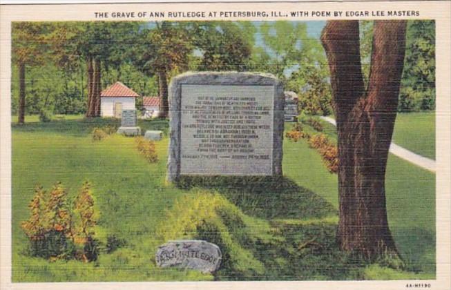 Illinois Petersburg Grave Of Ann Rutledge Curteich