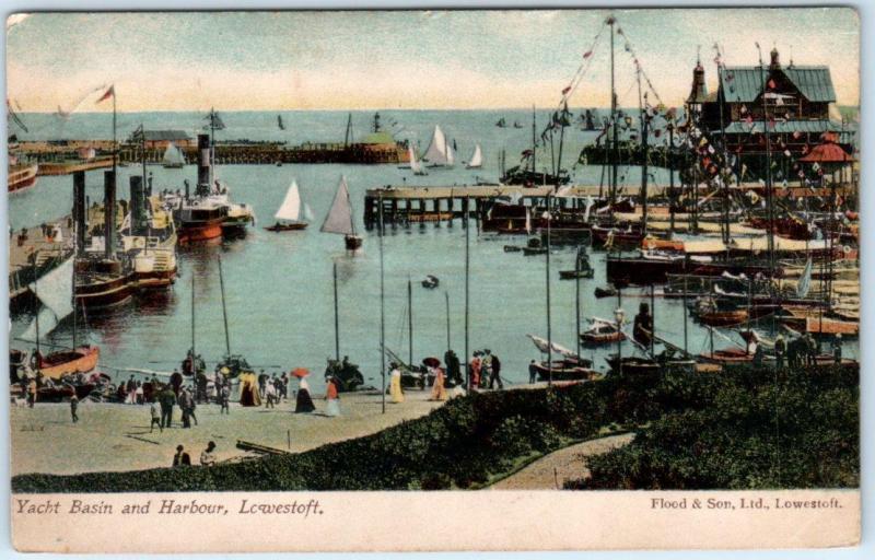 LOWESTOFT, SUFFOLK  England   YACHT BASIN and HARBOUR  1906  Postcard