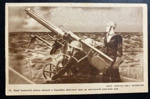 Mint Canada PPC Picture Postcard Steel Helmeted Sailors Aboard Canadian Destroye