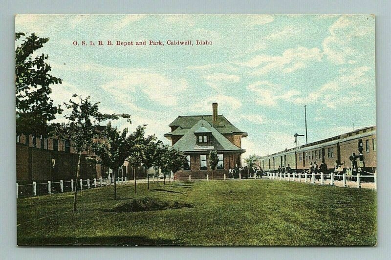 Oregon Short Line Railroad Depot O.S.L.R.R. Caldwell Idaho ID Vintage Postcard