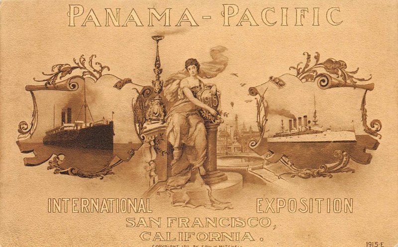 SAN FRANCISCO PPIE 1915 Steamships Poster-Style Art Rare Vintage Postcard