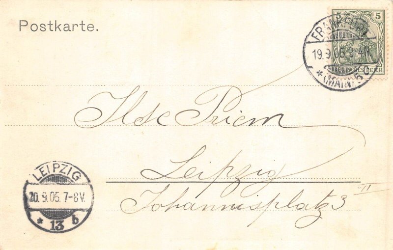 Germany 1905 Frankfurt a M Panorama Friedrich Stoltze Poem vintage postcard