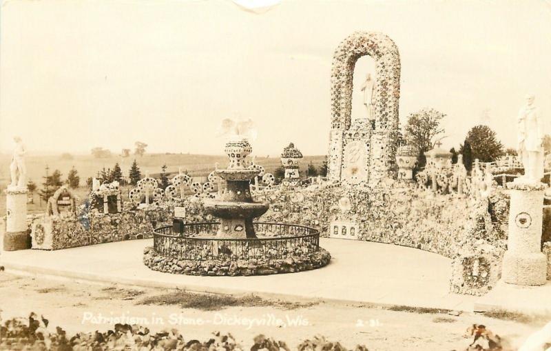 Dickeyville Wisconsin~The Grotto: Patriotism in Stone~1934 Real Photo Postcard 