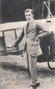 Gustav Hamel British Aviator Antique Plane Postcard