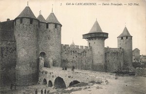 Vintage Carcassonne Castle Entrance France ND Photo Postcard 1907-1915