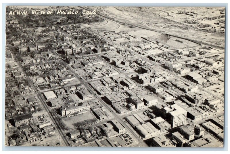 1953 Aerial View Pueblo Colorado Treasury Defense Bond Vintage Antique Postcard