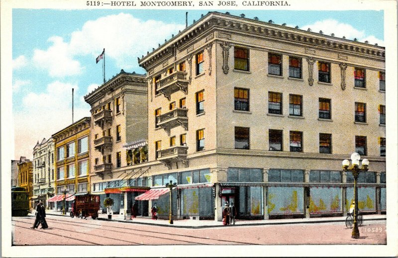 Vtg 1920s Hotel Montgomery San Jose California CA Postcard