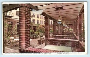 HOUSTON, Texas TX ~ Out of Doors Dining BRAZOS COURT Restaurant c1920s Postcard