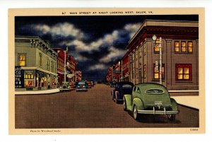 VA - Salem. Main Street at Night looking West