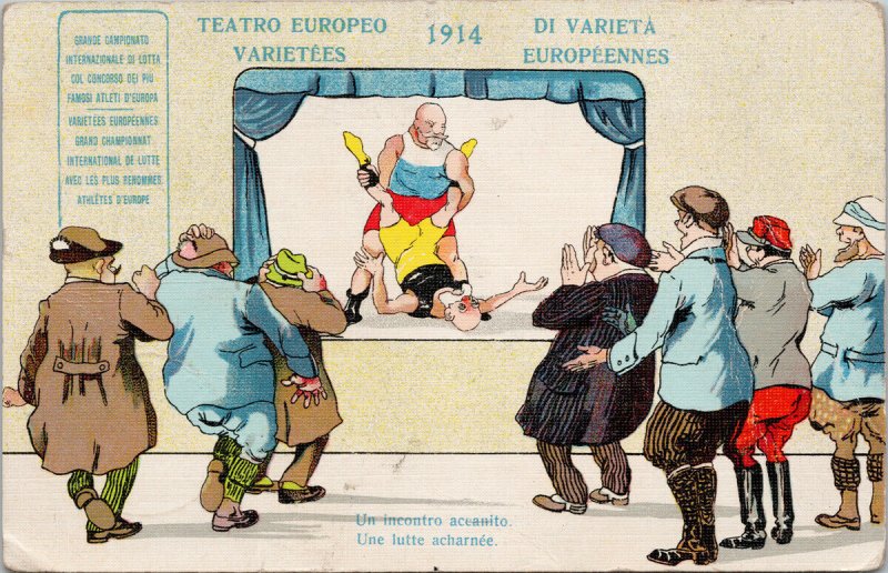 Wrestling Teatro Europeo 1914 WW1 Military Postcard G18