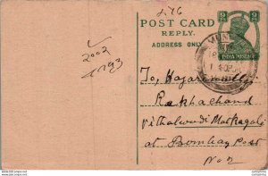 India Postal Stationery George VI 9p to Bombay