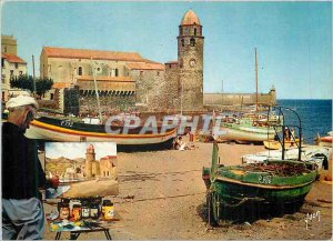 Old Postcard Collioure (Pyrenees Orientales) The Church and Harbor Fishing Co...