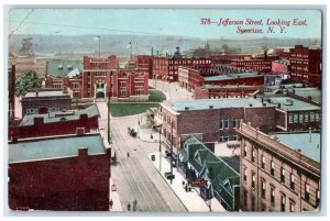 1917 Jefferson Street Looking East Exterior Building Syracuse New York Postcard 