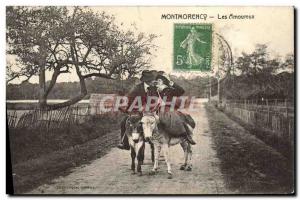 Old Postcard Donkey Mule lovers Montmorency
