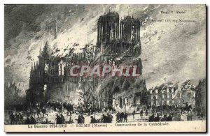 Old Postcard Reims Destruction of cathedral