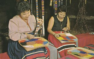 VINTAGE POSTCARD OCONALUFTEE INDIAN VILLAGE BEADS CHEROKEE NORTH CAROLINA