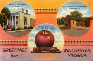 Virginia Winchester Greetings With Sheridan's and Washington's Head...