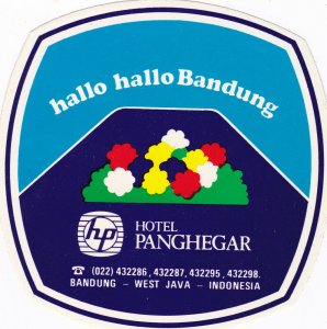 Indonesia West Java Hotel Panghegar Vintage Luggage Label sk1957