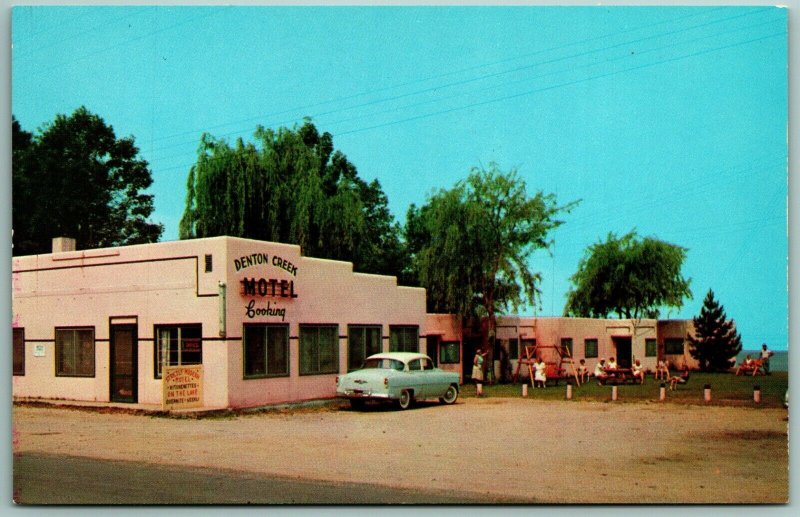 Denton Creek Motel Prudenville Michigan MI UNP Unused Chrome Postcard J6