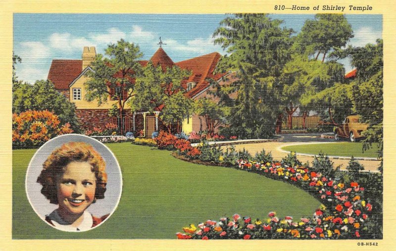 Home of SHIRLEY TEMPLE Movie Star Hollywood Actress c1930s Vintage Postcard