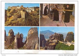 Meteoria : 4-view postcard , Greece , 50-70s