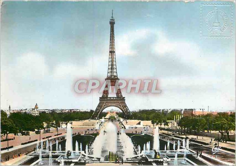 Modern Postcard Paris Fountains of Chaillot Palace and the Eiffel Tourr