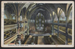 Canada Quebec MONTREAL Interior of Notre Dame Church pm1926 ~ WB