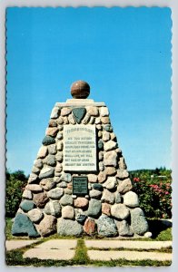 North Dakota & Manitoba Canada Border~The Cairn~Int'l Peace Gardens~Vtg Postcard