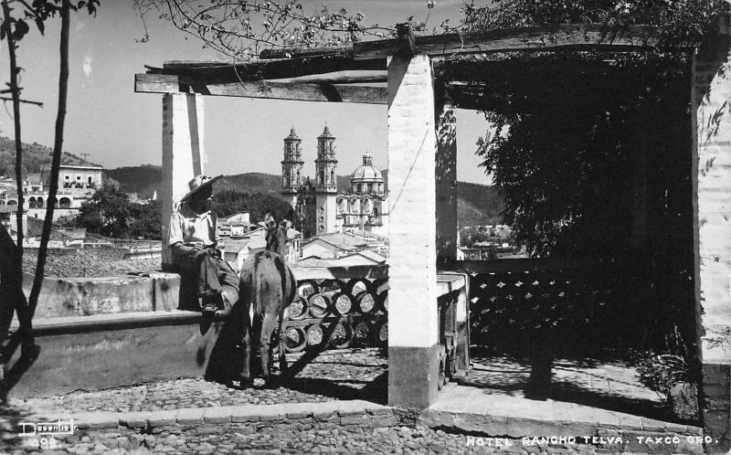 Taxco Mexico 1950s RPPC Real Photo Postcard Hotel Rancho Telva