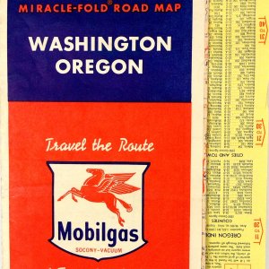 Circa 1950 Washington Oregon  Mobilgas Travel Map General Petroleum Corporation