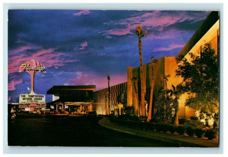 1950s Hotel Flamingo Las Vegas Nevada Neon Signs Temptations Cohan Postcard P78 