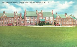 Postcard 1930's State Hospital Between Carbondale & Honesdale Pennsylvania PA