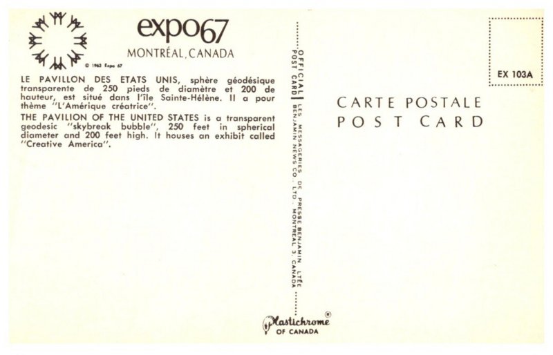 Canada  Montreal  Expo 67  Pavilion of the United States