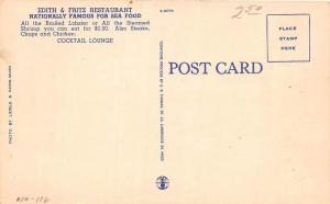 A44/ Miami Florida Fl Postcard Linen Roadside Edith & Fritz Restaurant Lounge