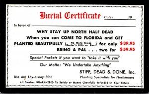 Humour Burial Certificate