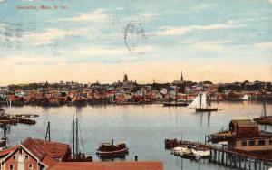 Gloucester Massachusetts View Of 1890 City Scene Boats Antique Postcard K13075