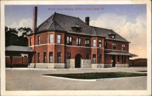 ISLAND POND VT Grand Trunk Railway Station Train Depot c1910 Postcard