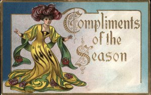 Renaissance Woman in Elizabethan Costume Dress c1910 Vintage Postcard