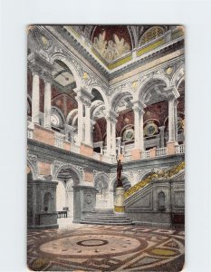 Postcard Grand Stairway, Congressional Library, Washington, District of Columbia