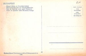 View on Danube with Elisabeth Bridge Budapest Republic of Hungary Unused 
