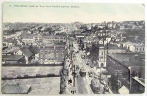 PIKE STREET LOOKING EAST FROM SECOND AVENUE SEATTLE WASHINGTON ANTIQUE POSTCARD