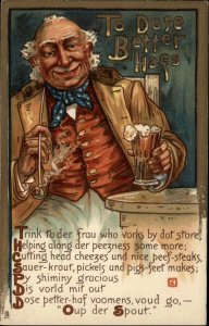 Tuck To Vimmins Fair Old German Man with Beer c1910 Vintage Postcard