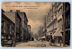 Fitchburg Massachusetts Postcard Main St. Looking West From Prichard St. c1910's