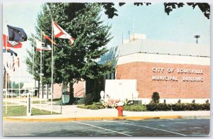 Louisville Ohio Municipal Building Avenue of Flags Postcard Gold Star Mothers