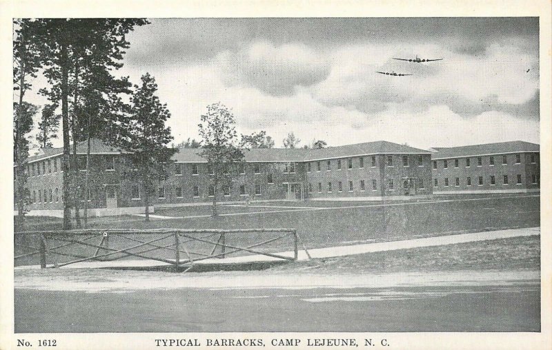 WW2, USMC, Marine Corps Typical Barracks, Camp Lejeune, NC,Old Postcard
