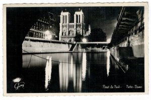 France 1962 Unused Postcard Paris by night Notre Dame Cathedral