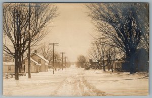 Postcard RPPC 1910s Oaks Corners? NY East Main Orvis Photo Horse Sleigh Winter