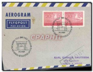 Aerogramme Sweden North Pole Sotckholm Tokyo February 24, 1957